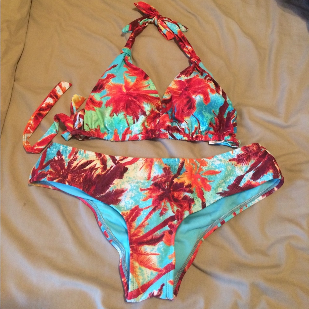 Palm tree print swim suit