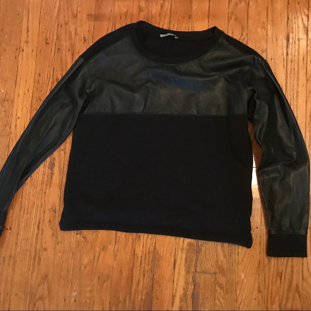 Zara faux leather half top