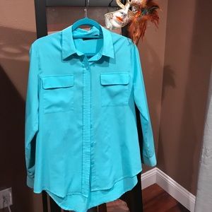 Teal button up