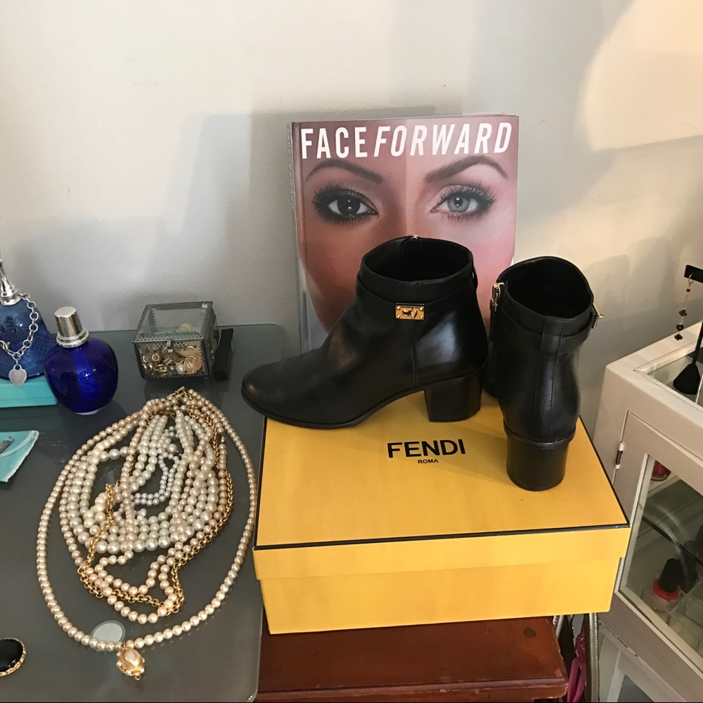 Fendi Women's Goldmine Pure Leather Ankle Boots