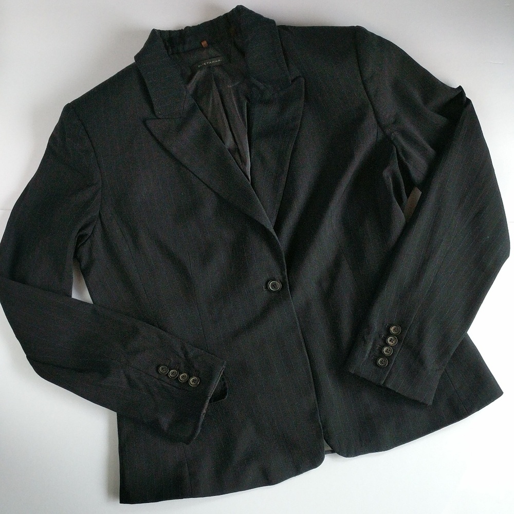 Elie Tahari Charcoal Pinstripe Career Blazer