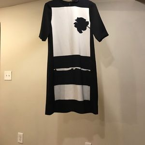 Zara black floral print dress