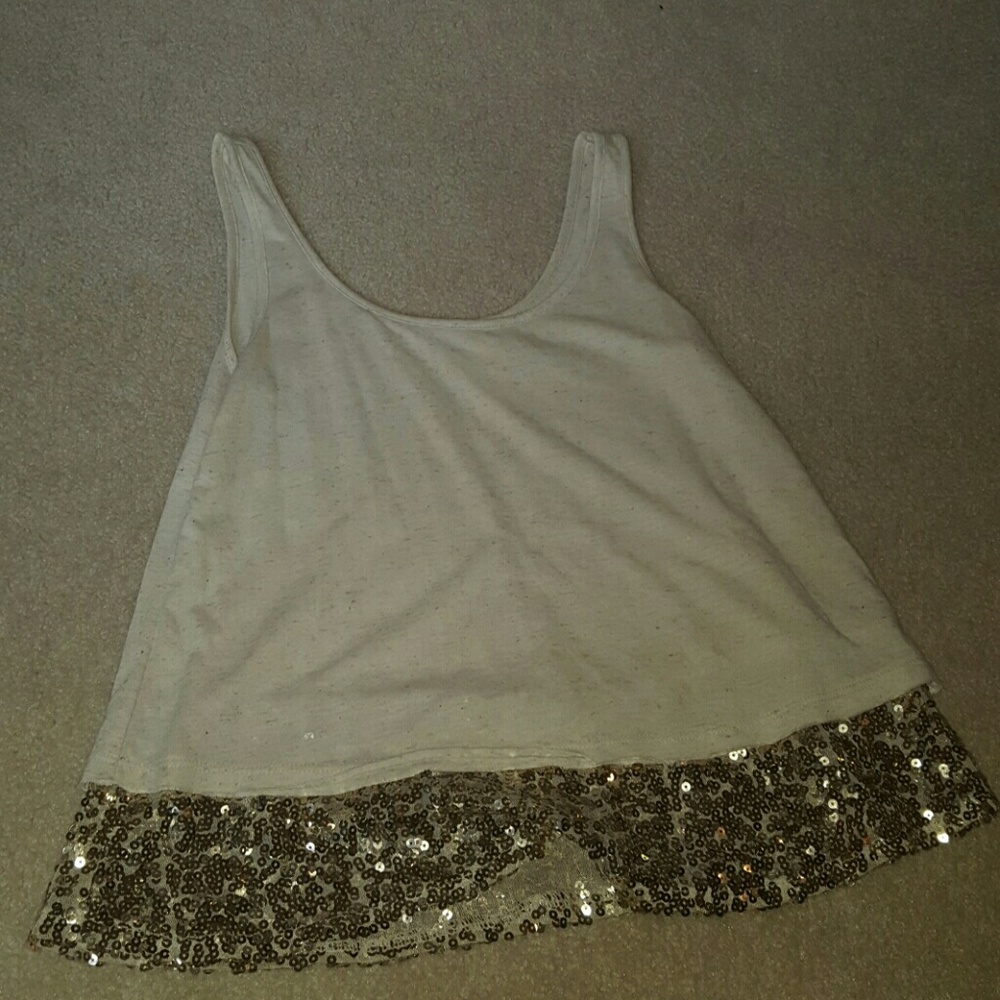 Tan and Gold Sequin underlay tank