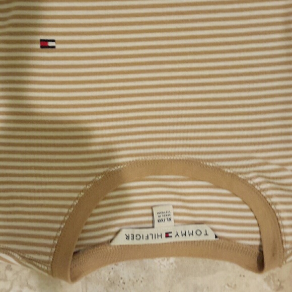 Tommy Hillier tan and white stripe tee - Picture 2 of 2