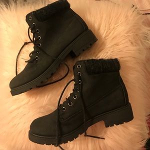 Black lace up boots