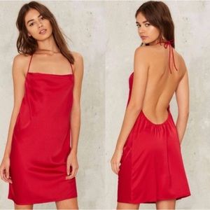 Motel Red Silk Mini Dress