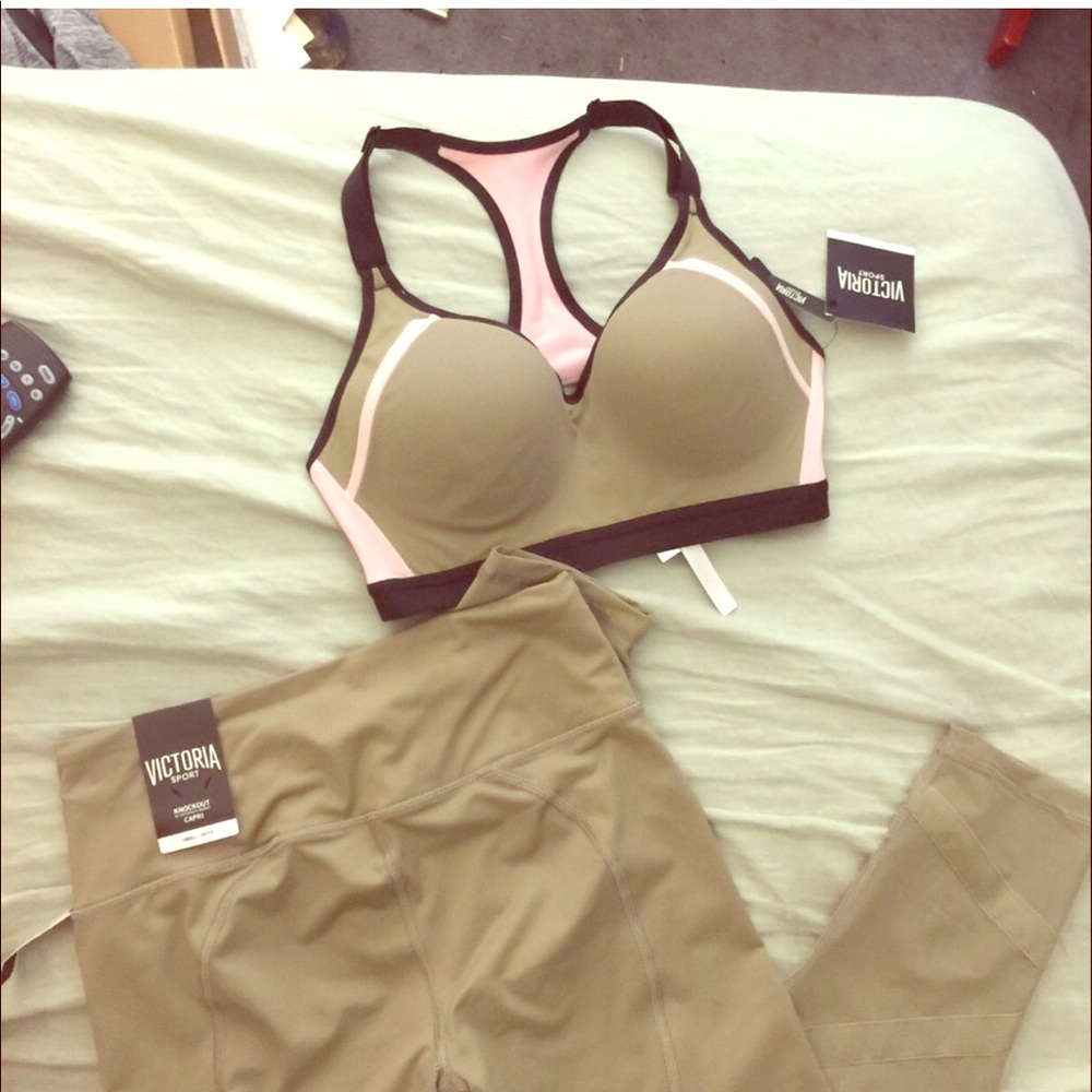 Victoria secret army green Capri with mesh panels