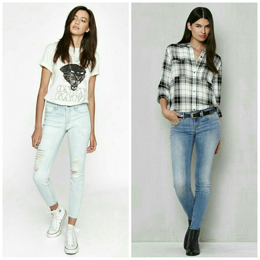 2 Pairs PacSun Skinny Jeans Ripped Stretch Jegging