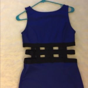 Sexy blue cage waist body con dress