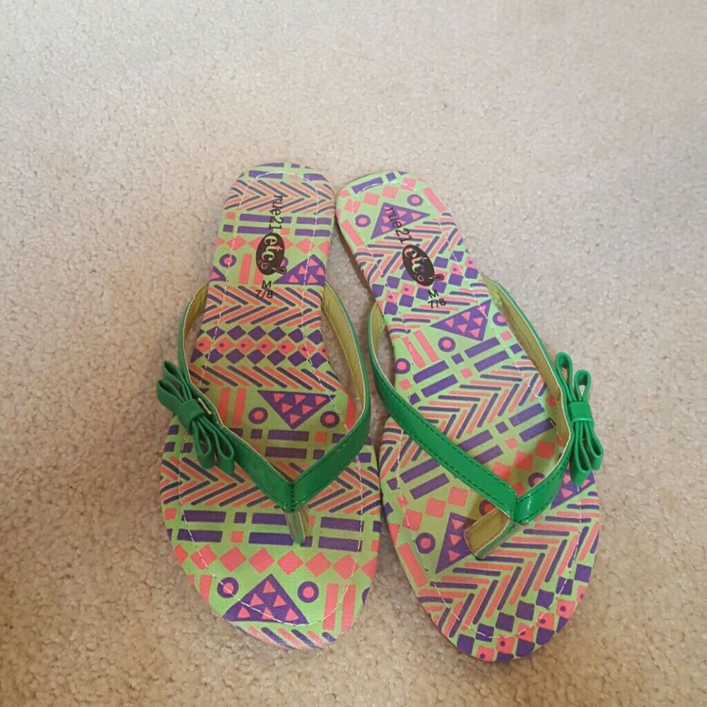 Tribal print flip flops
