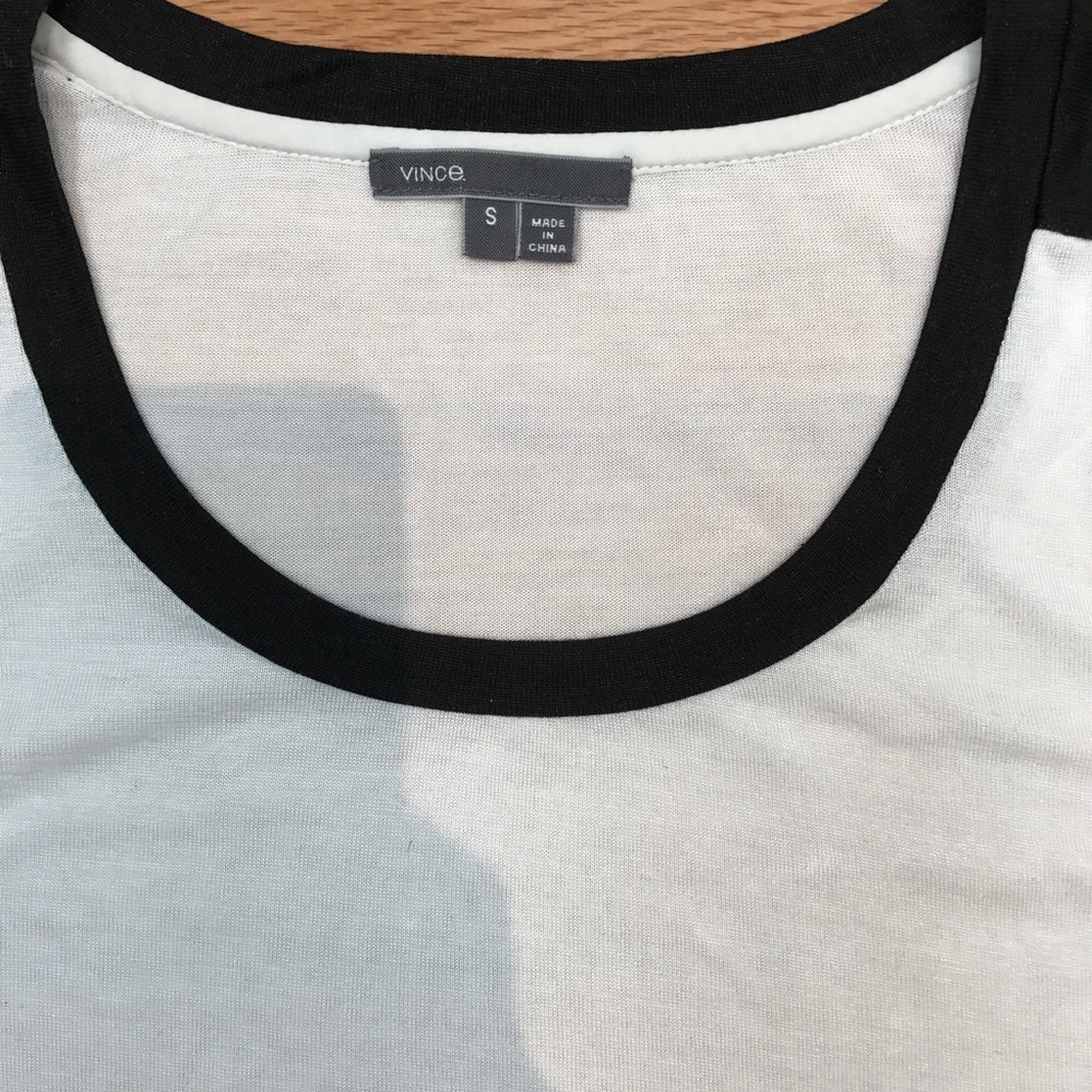 VINCE. Black and White Colorblock Tee