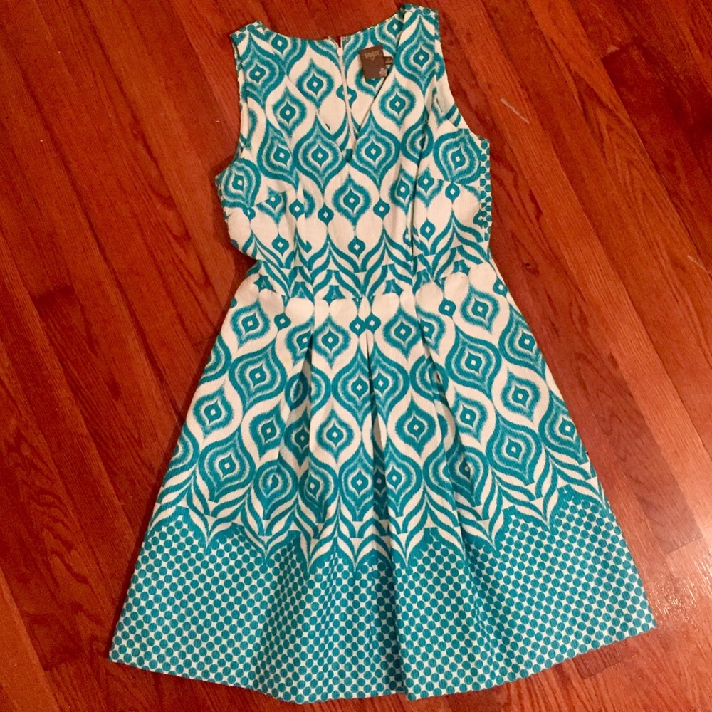 Taylor Turquoise-White Dress
