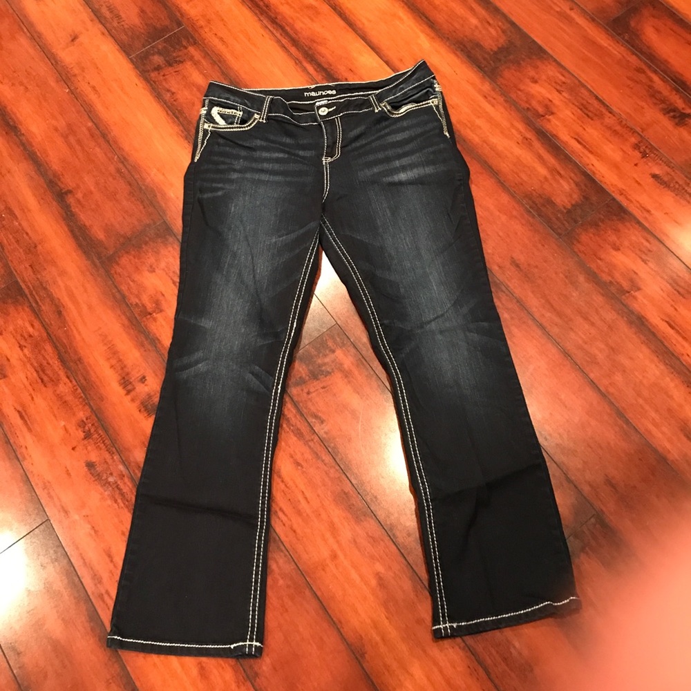 Dark wash embellished jeans