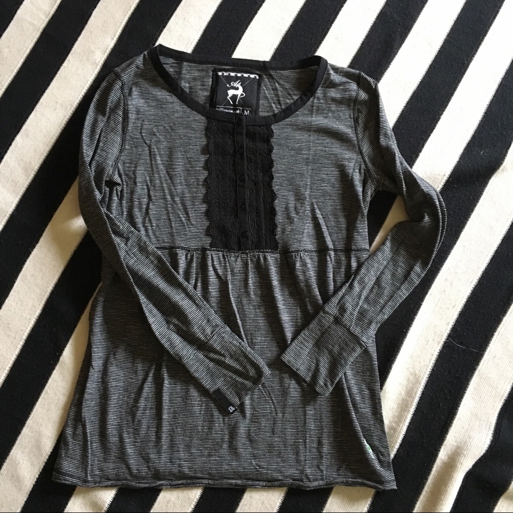 Black and white stripe top with empire waist