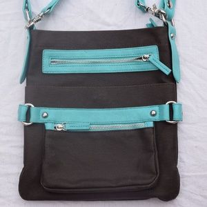 Shiraleah Aqua/Grey Crossbody Purse EUC