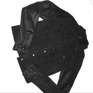 Joe's Jeans Black Denim & Faux Leather Jacket