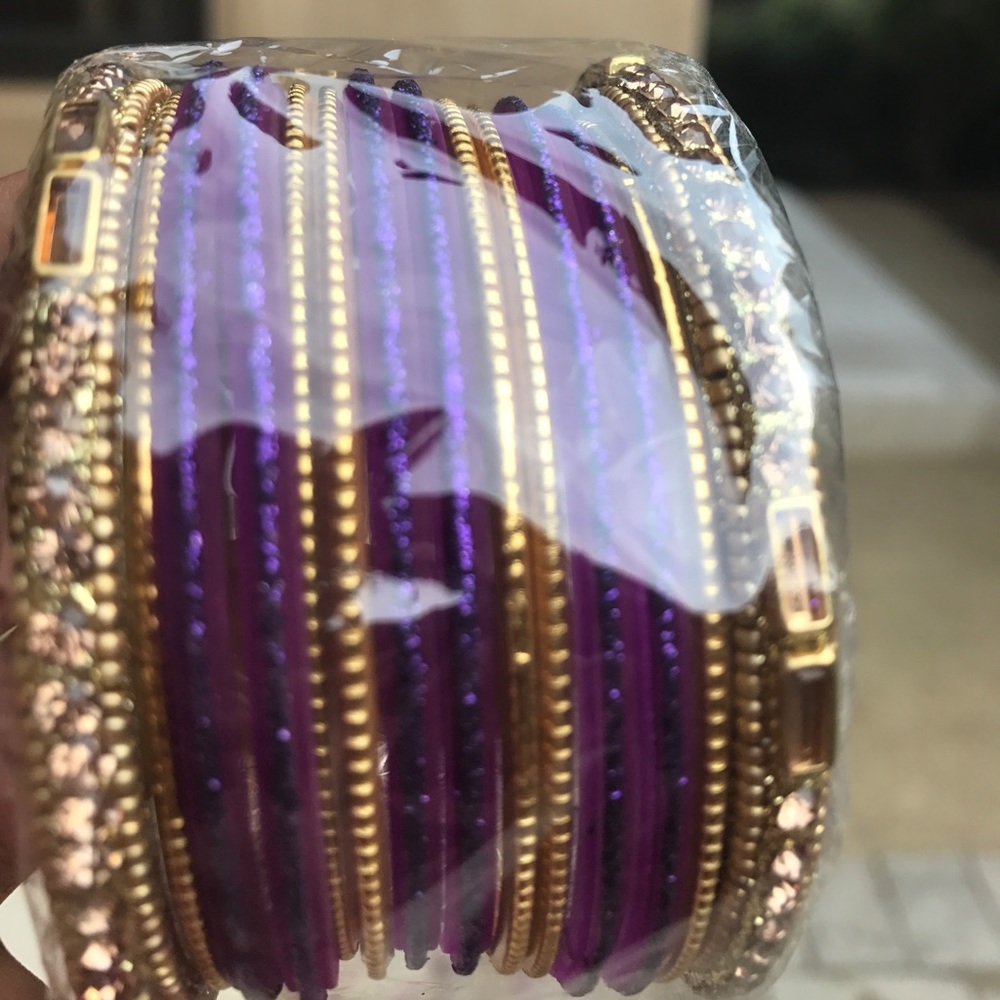 Purple and gold bangles