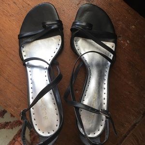 BCBGirls black strappy heels, 8.5