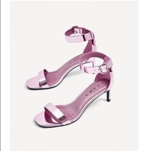 Zara Metallic Ankle Strap Heels