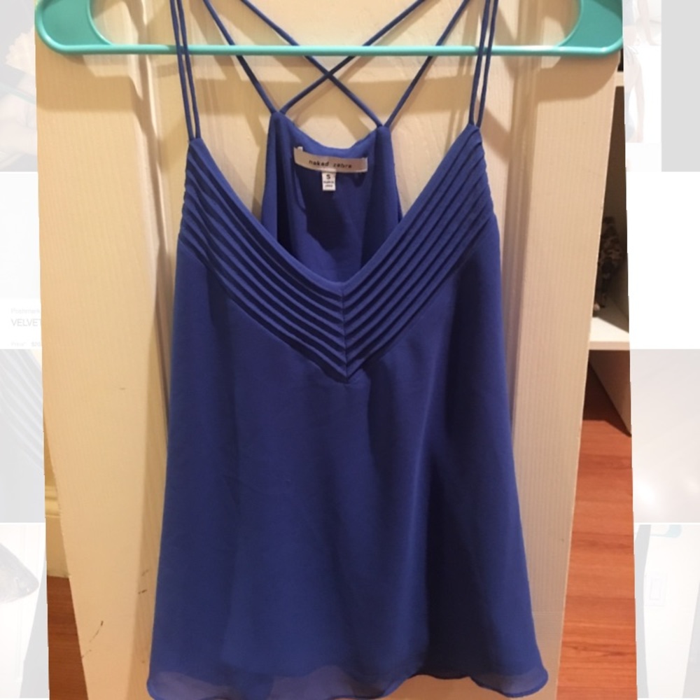 Blue tank top with neckline detailing