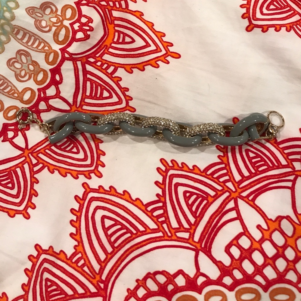 Grey, gold, and rhinestone bracelet