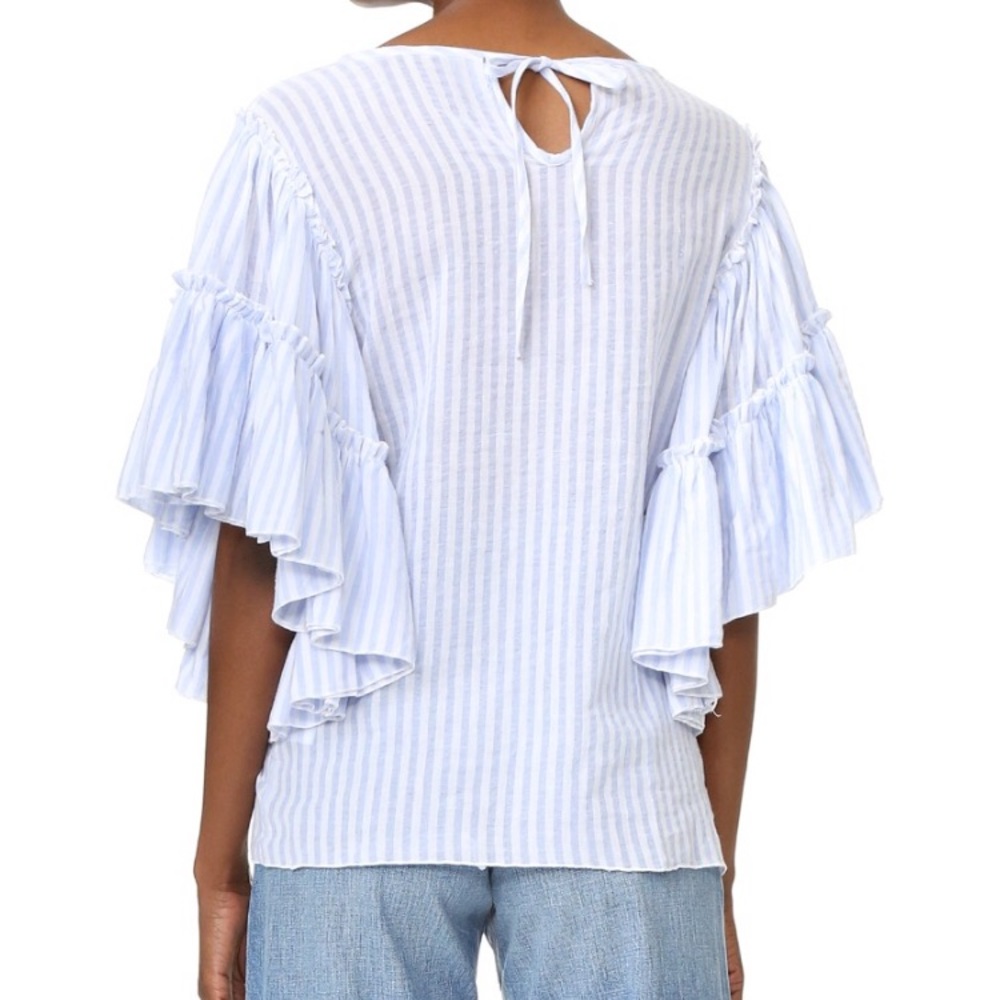 Style Mafia Finn Top Blouse Ruffle Sleeve Stripe - Picture 4 of 8