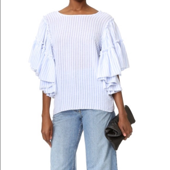 Style Mafia Finn Top Blouse Ruffle Sleeve Stripe - Picture 3 of 8