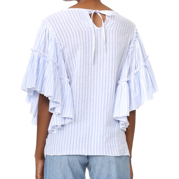 Style Mafia Finn Top Blouse Ruffle Sleeve Stripe - Picture 4 of 8