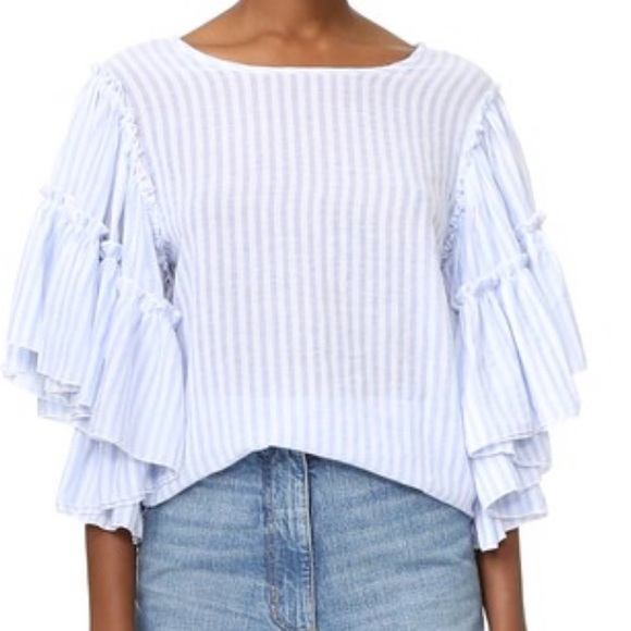 Style Mafia Finn Top Blouse Ruffle Sleeve Stripe - Picture 5 of 8