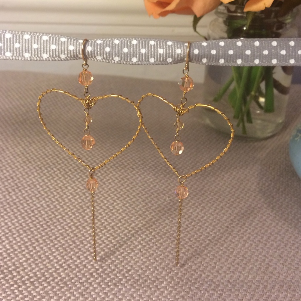 Hand made heart drop earring