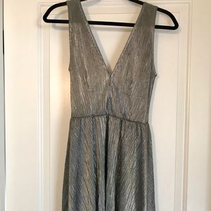 H&M Metallic Silver Skater Dress