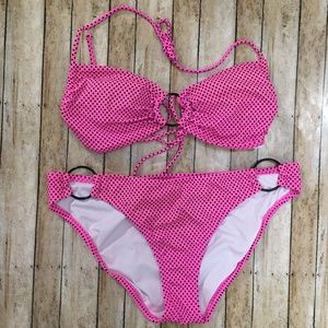 Victoria's Secret O-Ring Polka Dot Bikini Sz Large