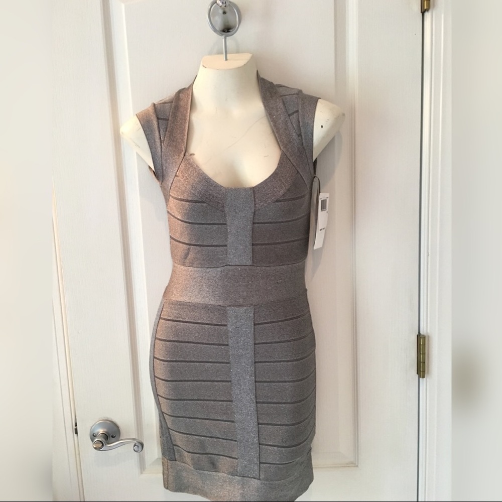 French Connection Silver Bandage Dress