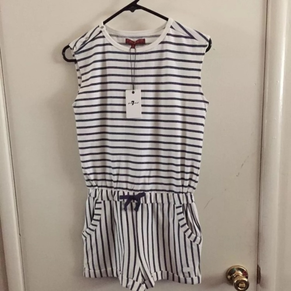 7 for All Mankind romper. New. Large. Stripes