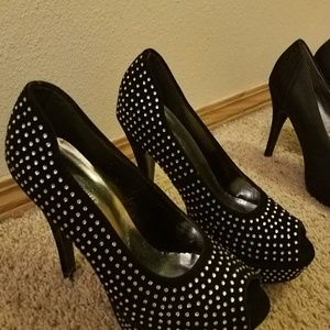 Brand new black heels with rhinestones size 7.5
