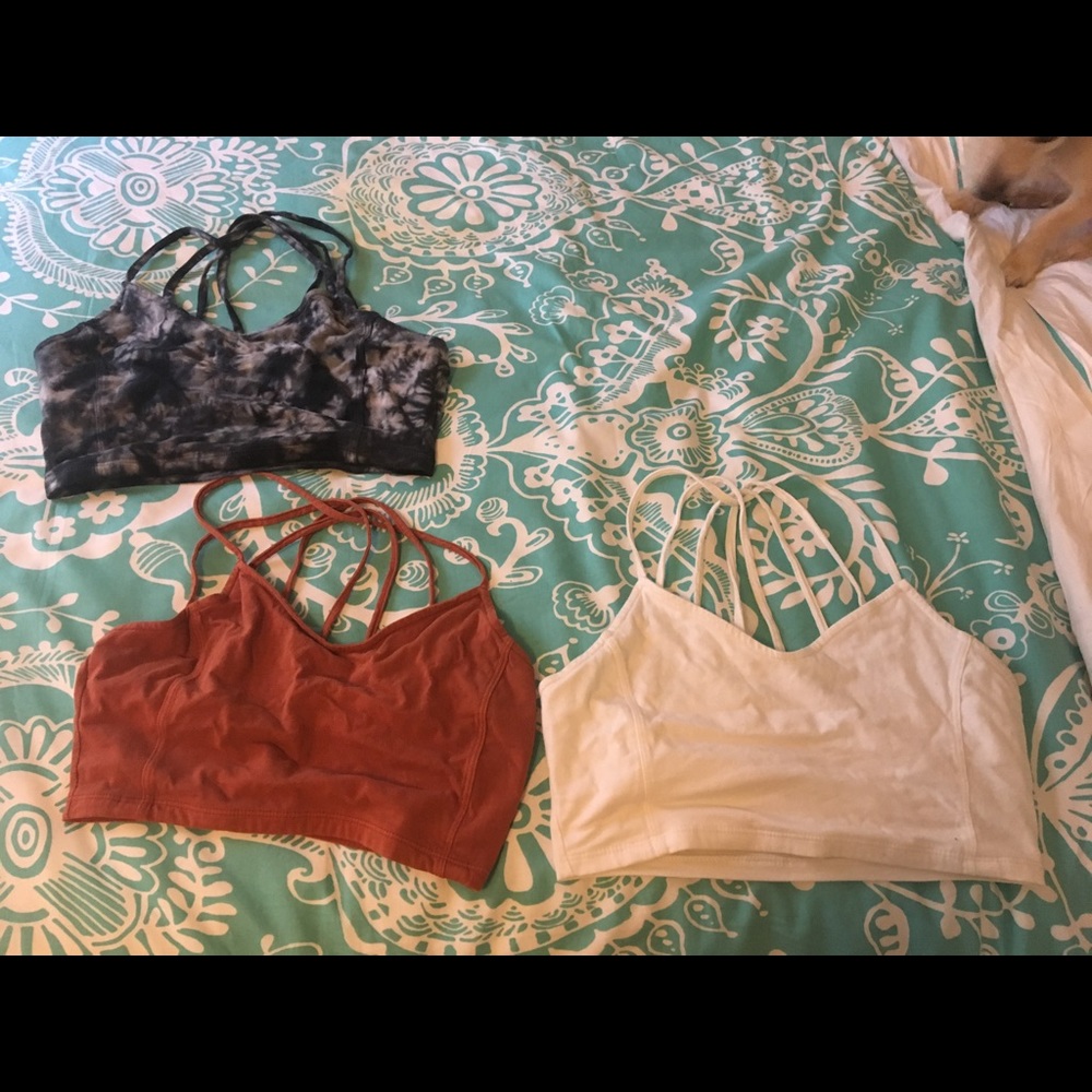 Three strapping AEO bralettes