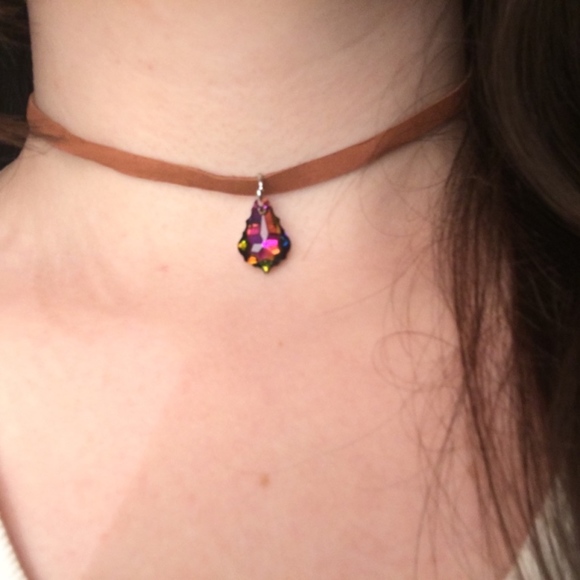 Multi-colored Swarovski crystal choker - Picture 2 of 2