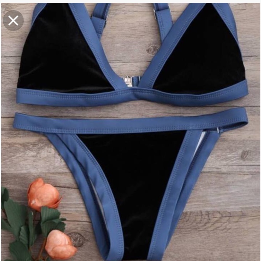 Black & Blue Velvet Bikini - never worn