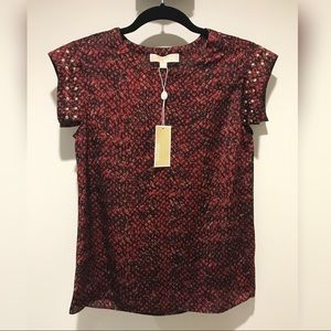 Michael by Michael Kors Cap Sleeve Studded Top