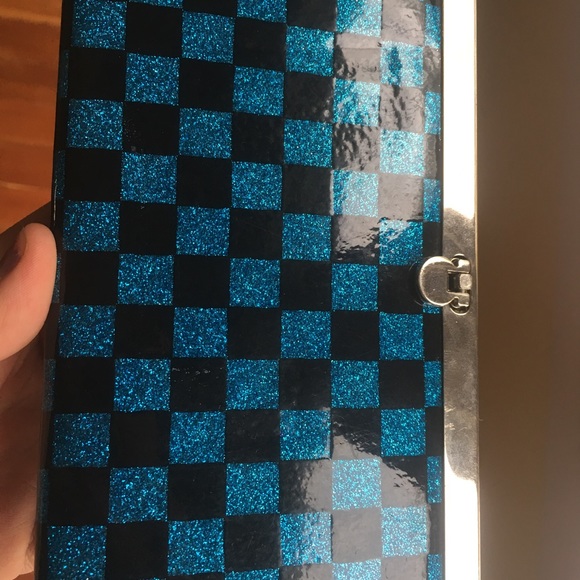 Black & Blue Checkered Glitter Wallet! - Picture 1 of 3