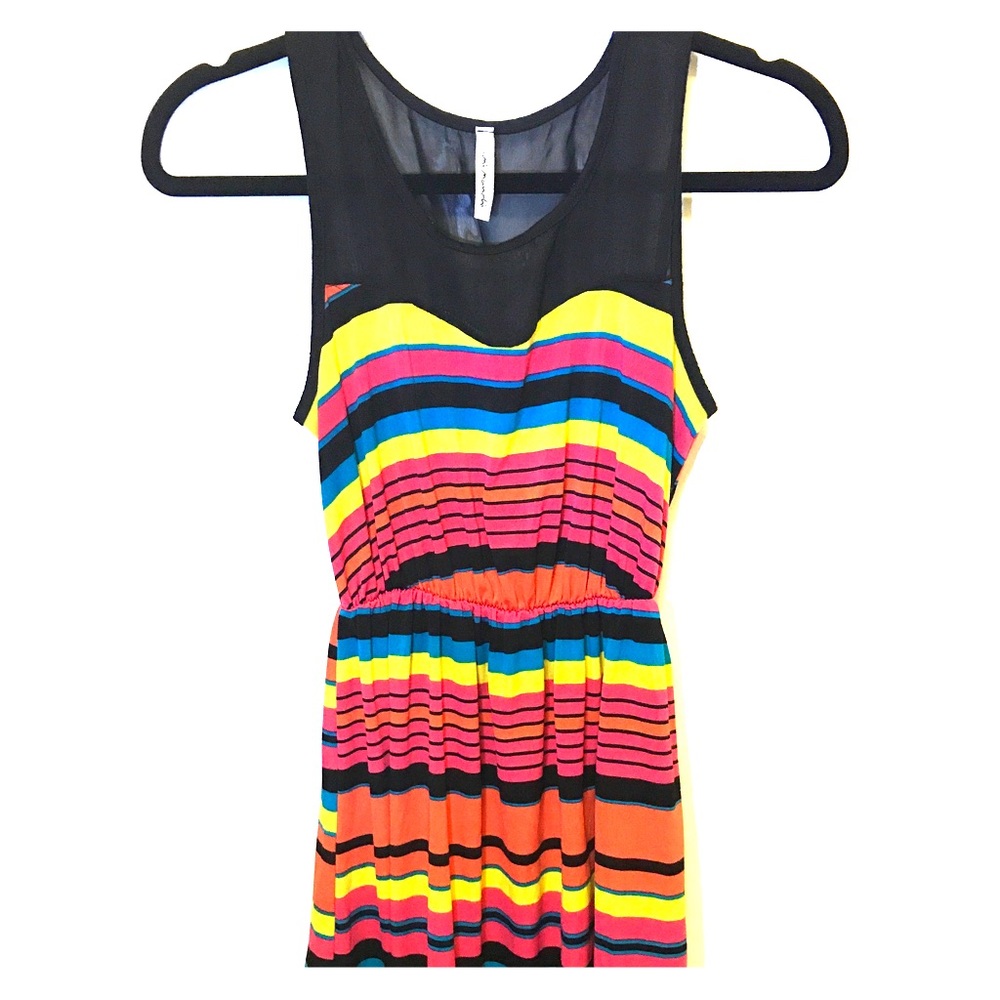 Multi-Color Striped Dress with Cinched Waist