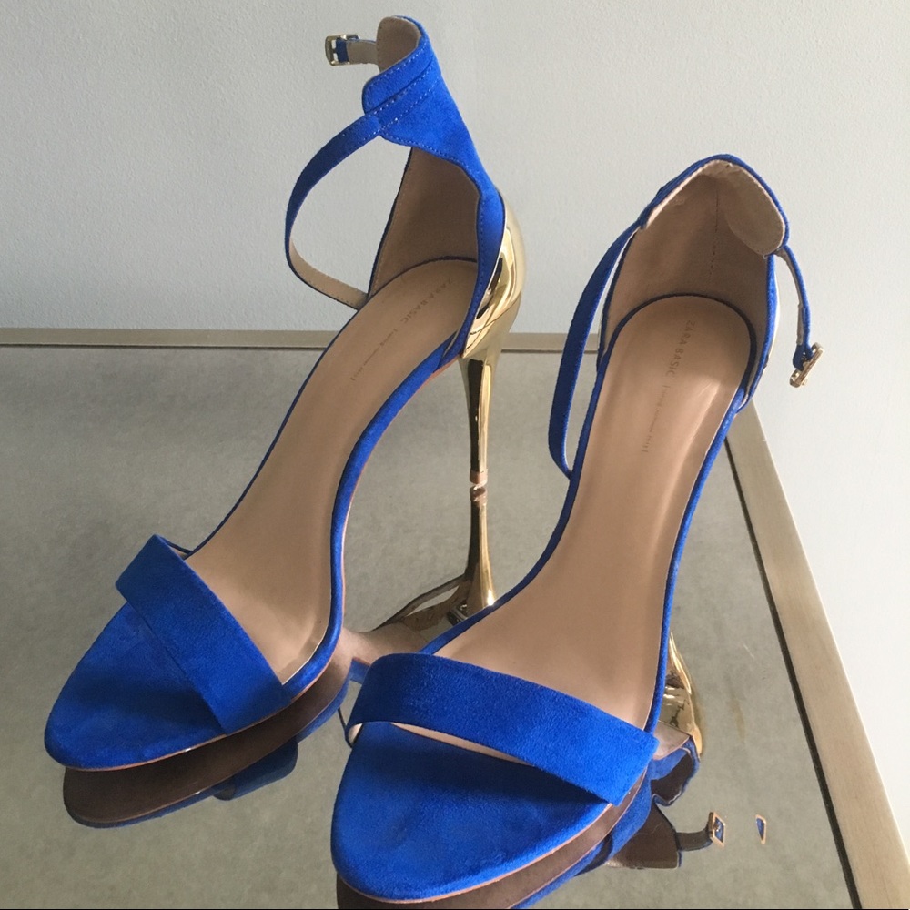 Zara Electric Blue Suede Heels