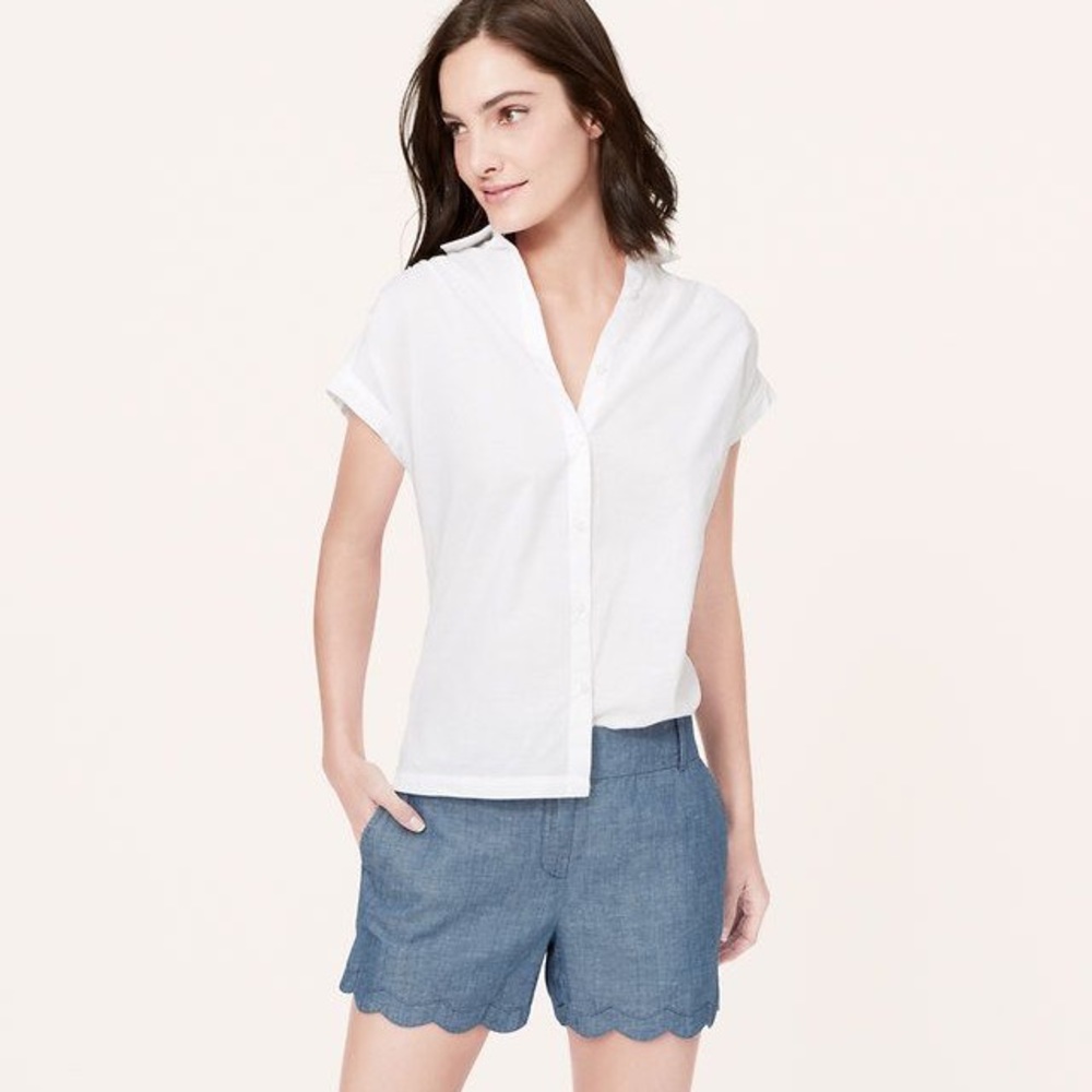 Loft Riviera Short in scalloped chambray