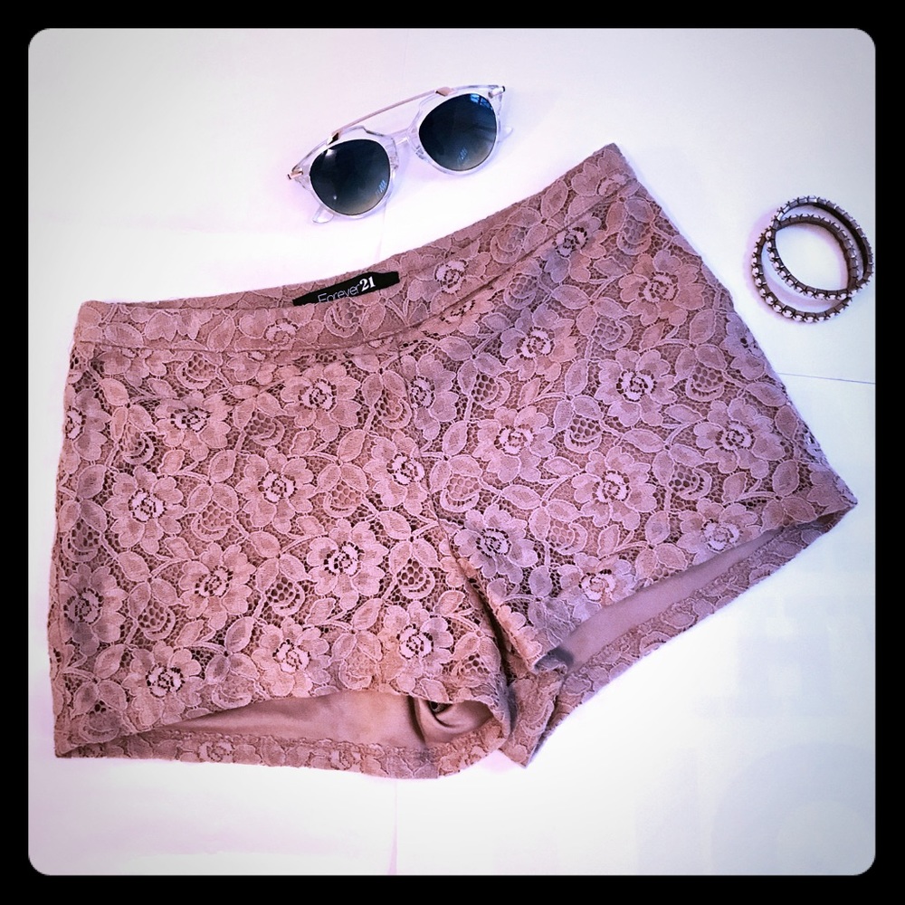 Pink Blush Lace Shorts with Lining