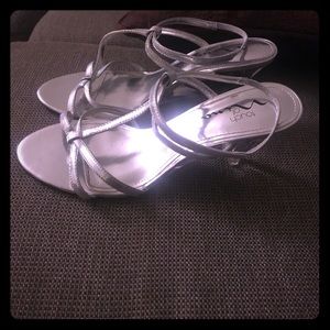 Silver sandal clear heel