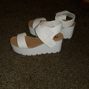 White platform heels