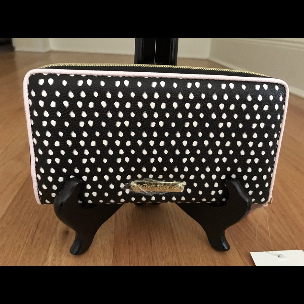 Betsey Johnson NWT Dots Black, White & Pink Wallet - Picture 2 of 6