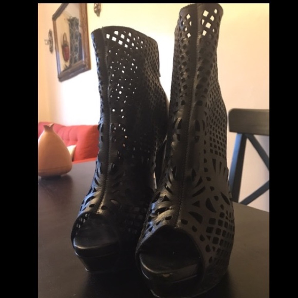 Black Leather Madison Avenue Platform Booties