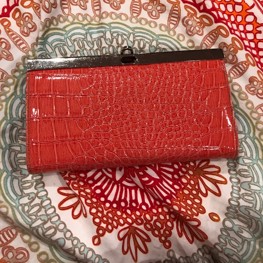 Coral snakeskin wallet