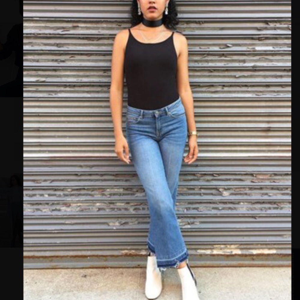 Straight cropped high waisted denim jeans